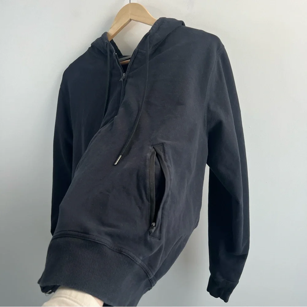 Mack Weldon Mens XL Full Zip Hooded Sweatshirt Hoodie Black Zip Pockets Cotton - Picture 4 of 6